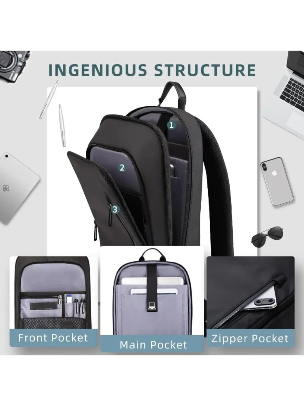 Slim Laptop Backpack for Men | Stylish Business Bag | Lightweight & Durable